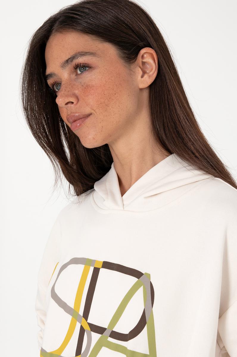Kadın Krem Kapüşonlu Sweatshırt
