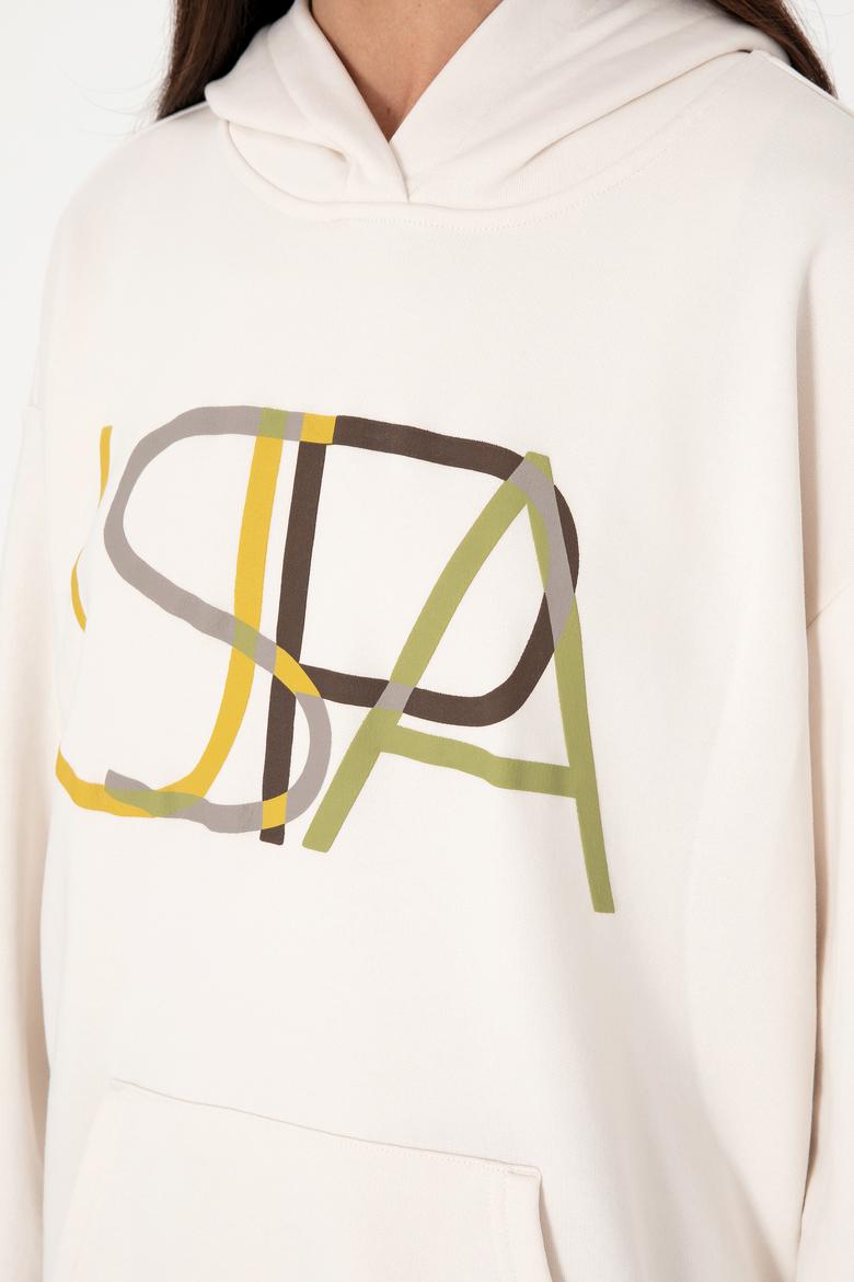 Kadın Krem Kapüşonlu Sweatshırt - 50291261021