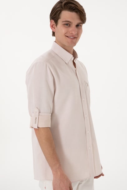 Erkek Camel Regular Fit Cepli Gömlek
