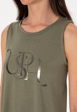 Kadın Koyu Haki Kolsuz Bisiklet Yaka Tişört - 50305609037