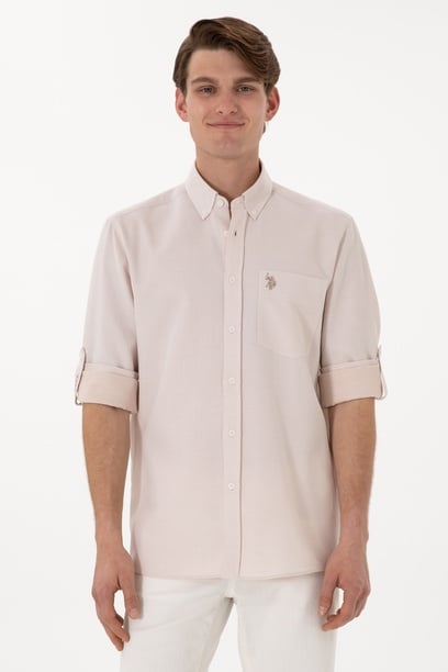 Erkek Camel Regular Fit Cepli Gömlek