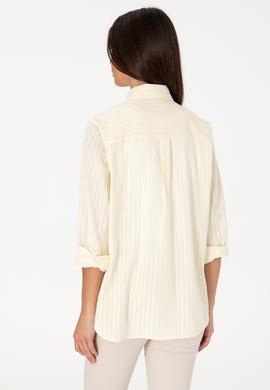 Kadın Krem Çizgili Uzun Kollu Tunik Gömlek - 50306472010