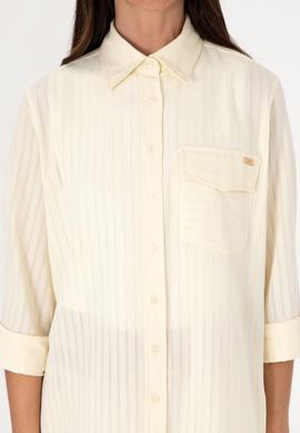 Kadın Krem Çizgili Uzun Kollu Tunik Gömlek - 50306472010