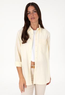 Kadın Krem Çizgili Uzun Kollu Tunik Gömlek - 50306472010