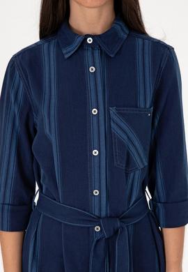 Kadın Mavi Kemerli Mini Boy Jean Elbise - 50308362006