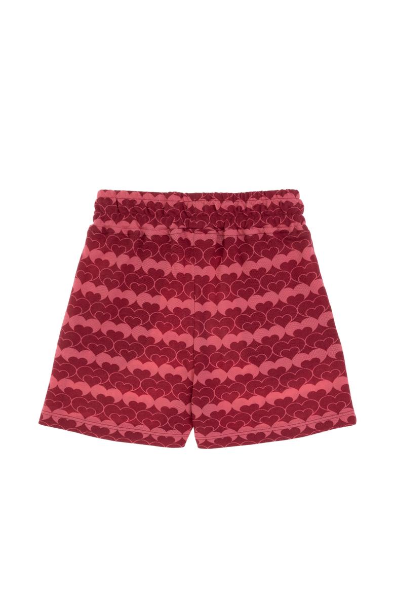 Kız Çocuk Vişne Kalp Desen Baskılı Örme Şort - 50306302011