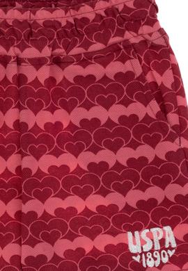 Kız Çocuk Vişne Kalp Desen Baskılı Örme Şort - 50306302011