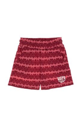 Kız Çocuk Vişne Kalp Desen Baskılı Örme Şort - 50306302011