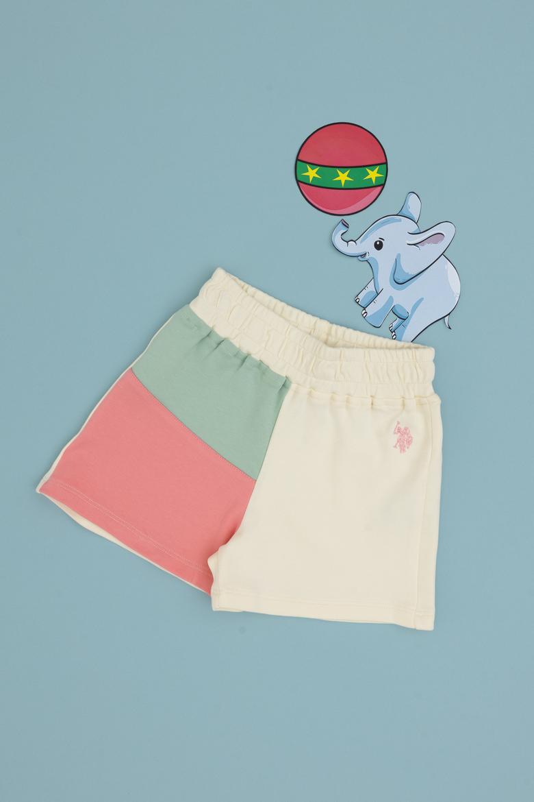 Kız Çocuk Pembe Blok Renkli Örme Şort - 50306299021