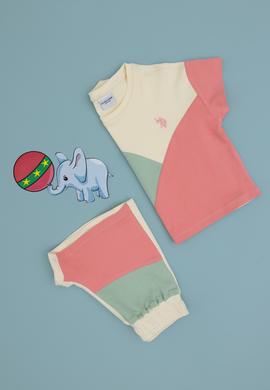 Kız Çocuk Pembe Blok Renkli Örme Şort - 50306299021