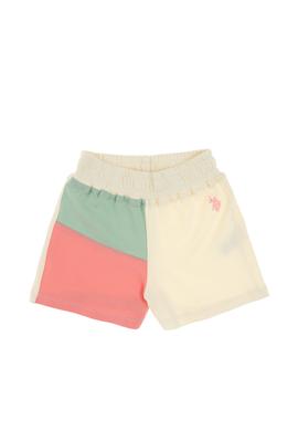 Kız Çocuk Pembe Blok Renkli Örme Şort - 50306299021