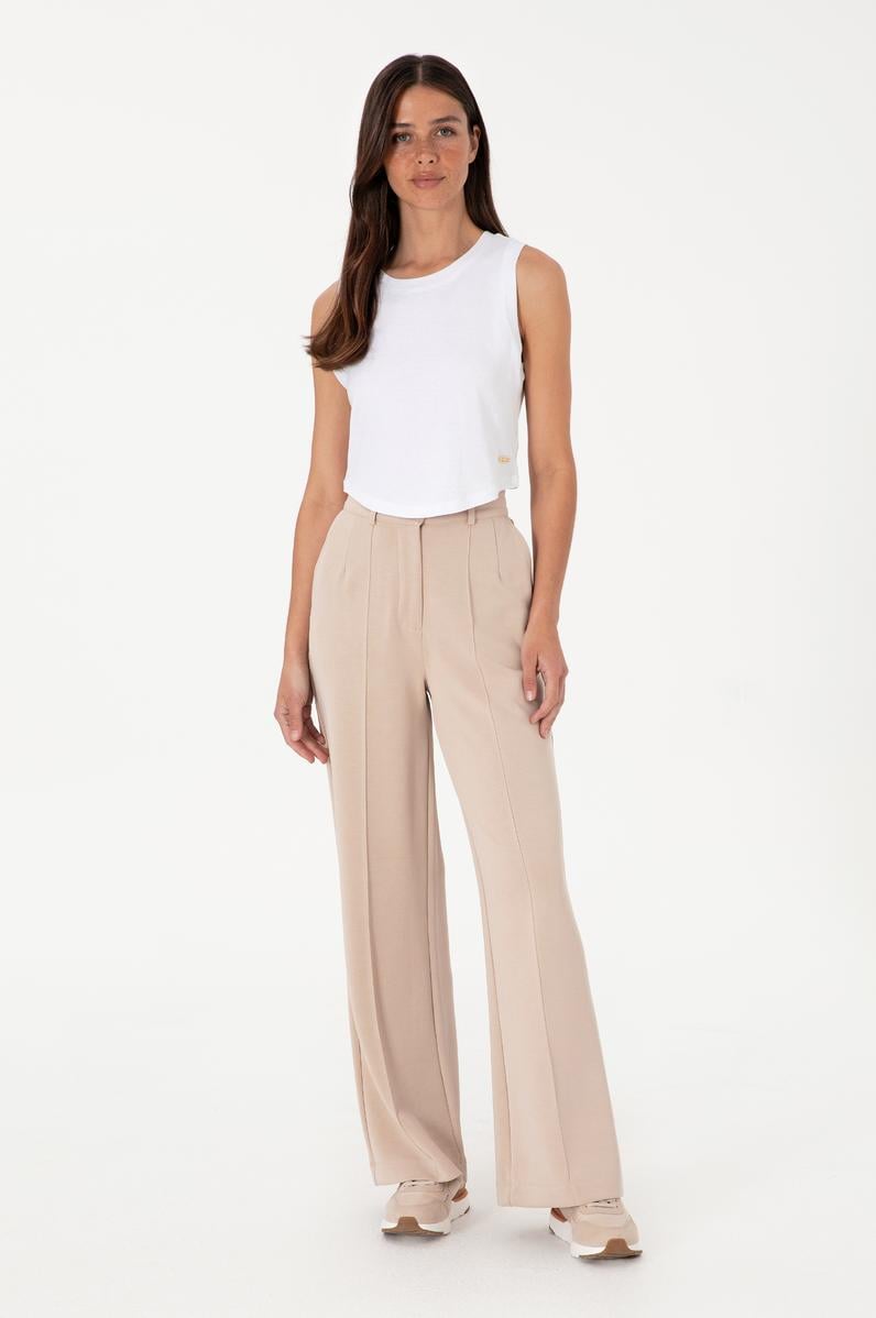 Kadın Camel Modal Karışımlı Loose Fit Örme Pantolon