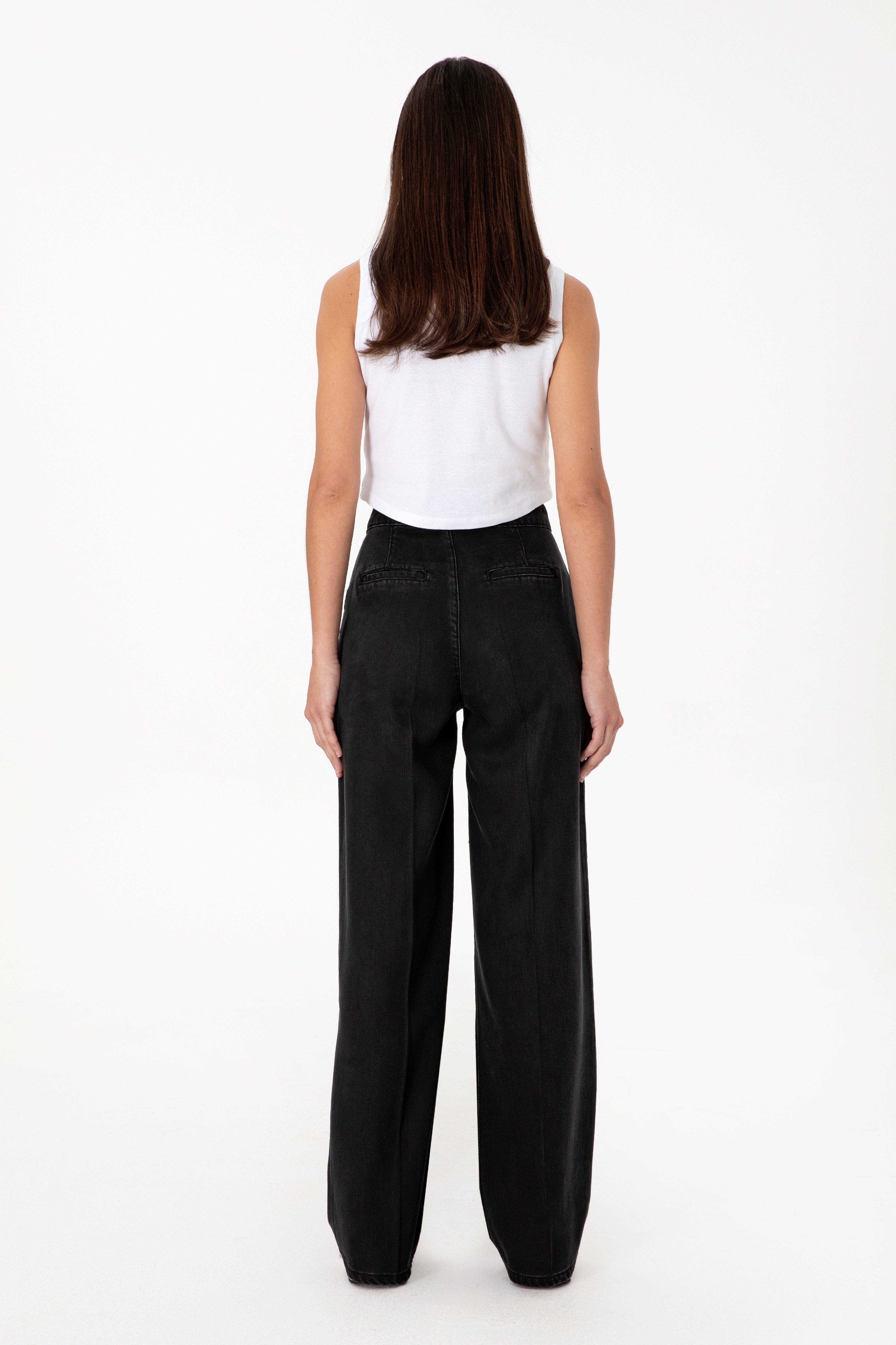 Kadın Siyah Loose Fit Jean Pantolon