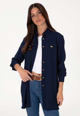 Kadın Lacivert Uzun Kollu Tunik Gömlek - 50306754046