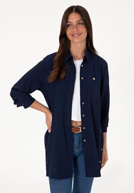 Kadın Lacivert Uzun Kollu Tunik Gömlek - 50306754046