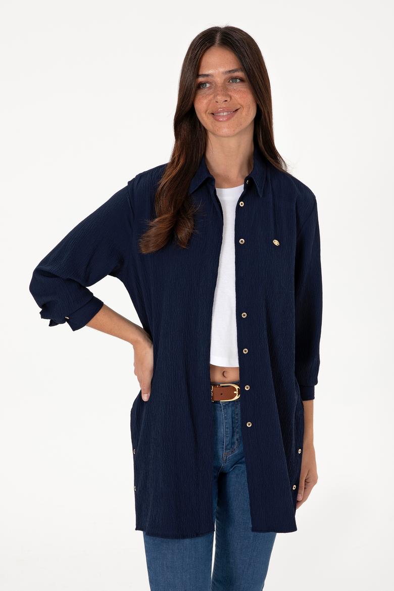 Kadın Lacivert Uzun Kollu Tunik Gömlek - 50306754046