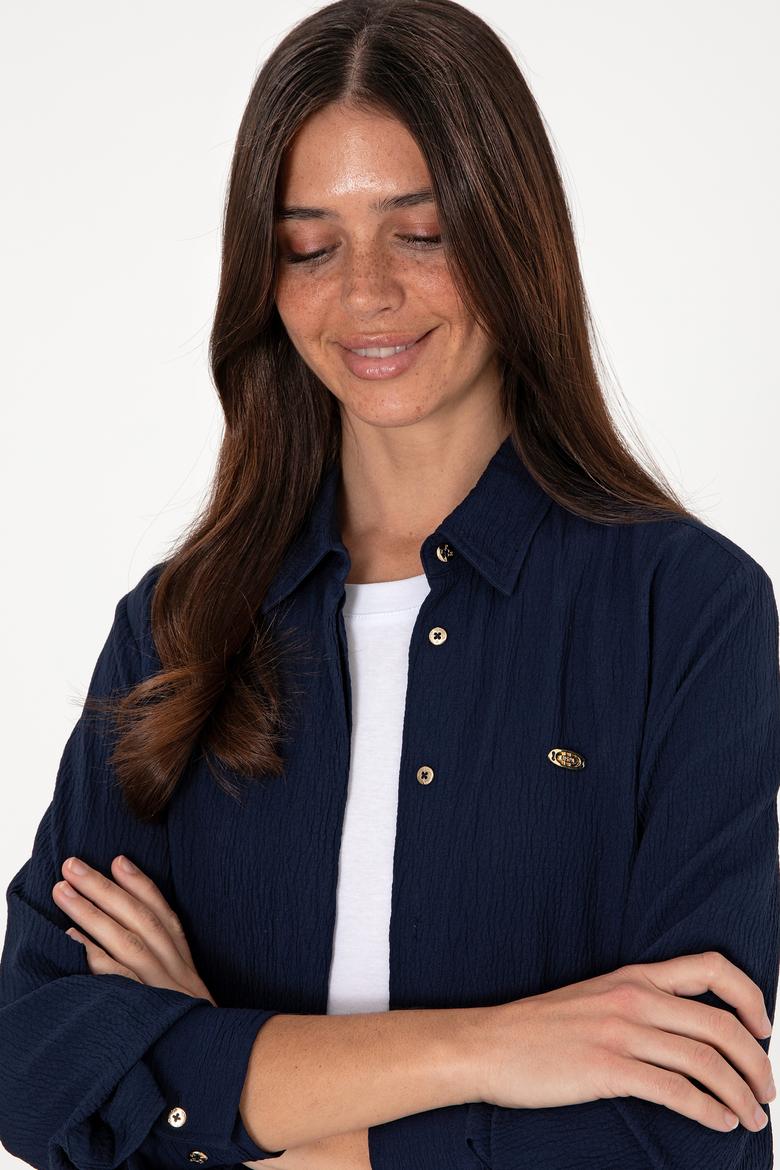 Kadın Lacivert Uzun Kollu Tunik Gömlek - 50306754046