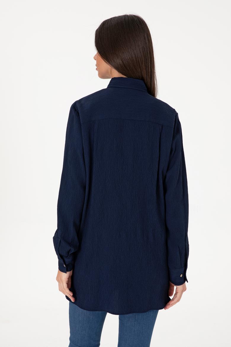 Kadın Lacivert Uzun Kollu Tunik Gömlek - 50306754046