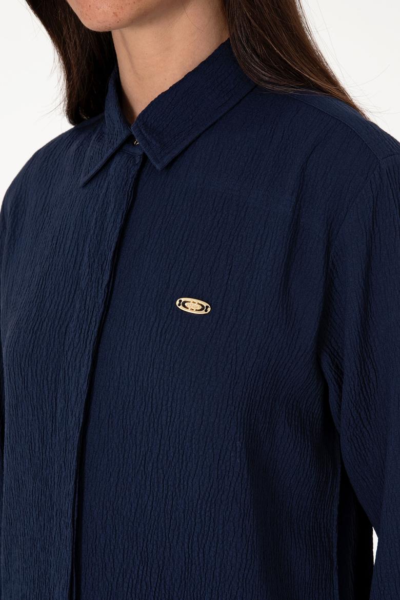 Kadın Lacivert Uzun Kollu Tunik Gömlek - 50306754046