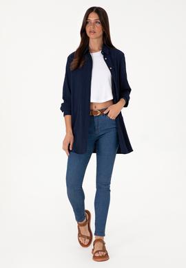 Kadın Lacivert Uzun Kollu Tunik Gömlek - 50306754046