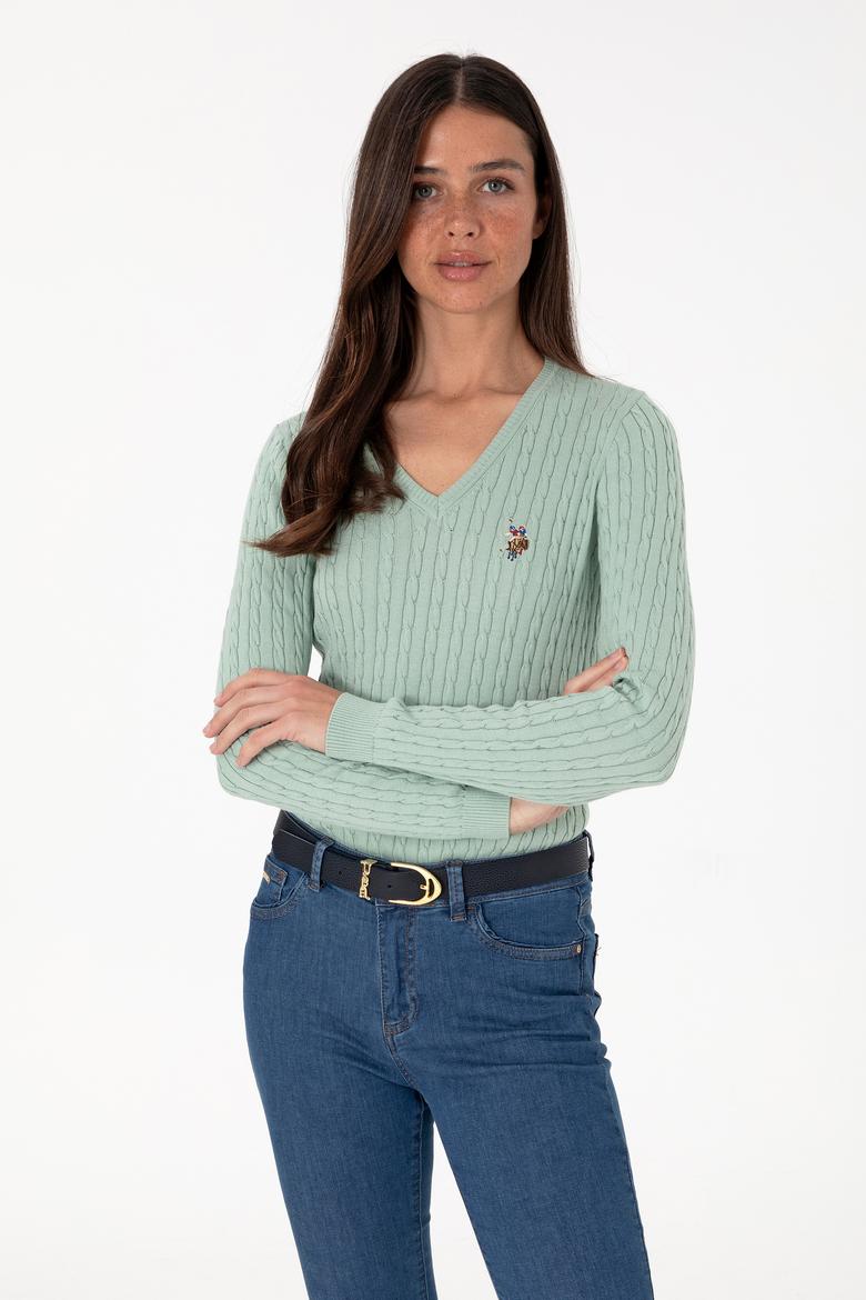 Kadın Su Yeşili Basic Kazak - 50288992014