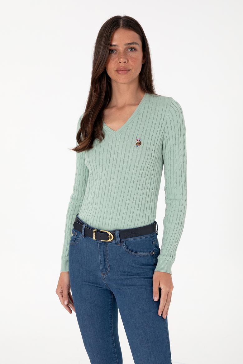 Kadın Su Yeşili Basic Kazak