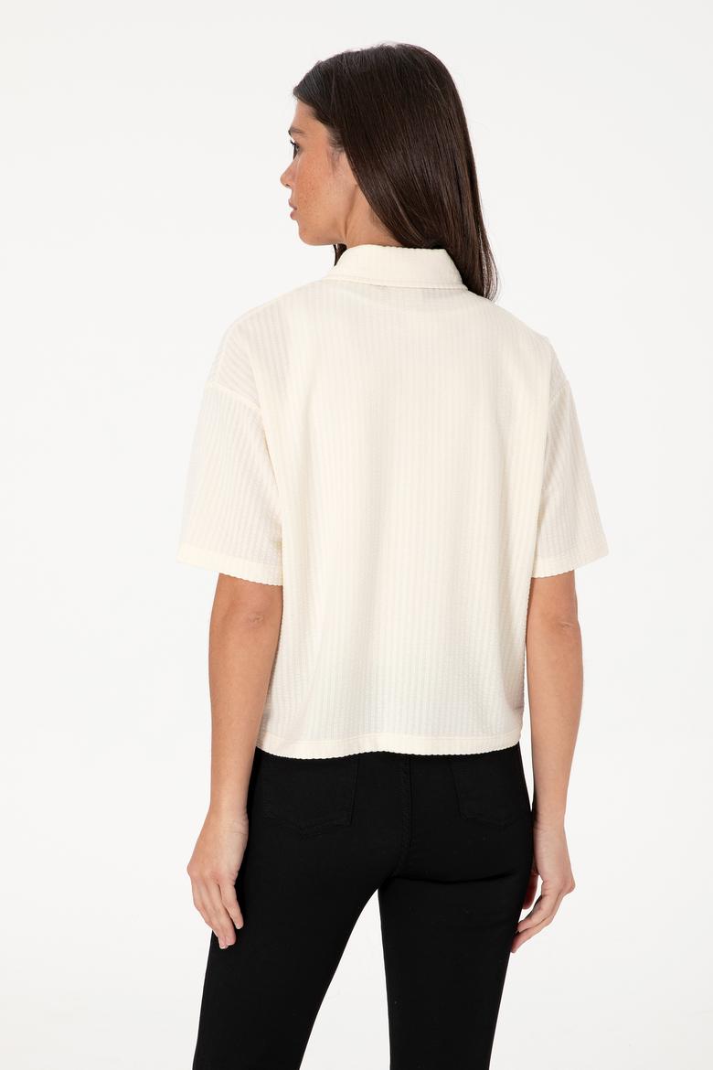 Kadın Krem Örme Gömlek - 50299843038