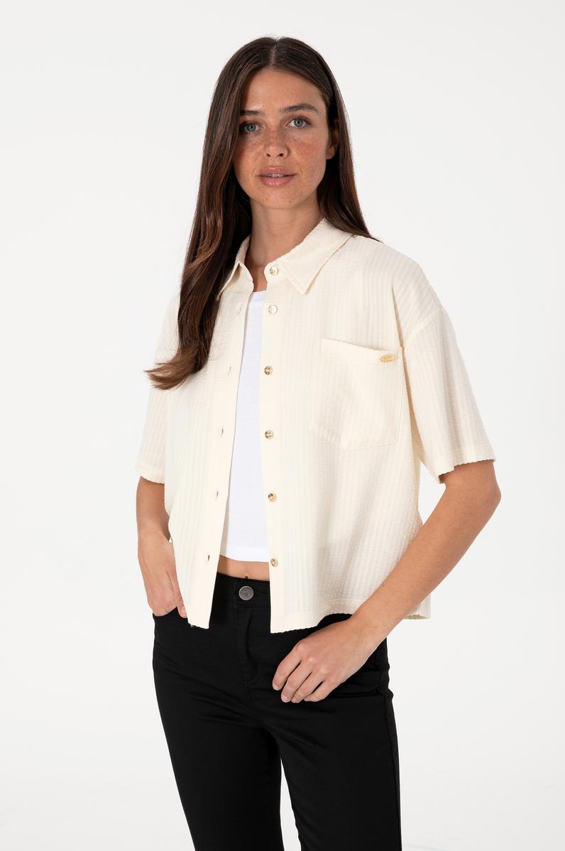Kadın Krem Örme Gömlek