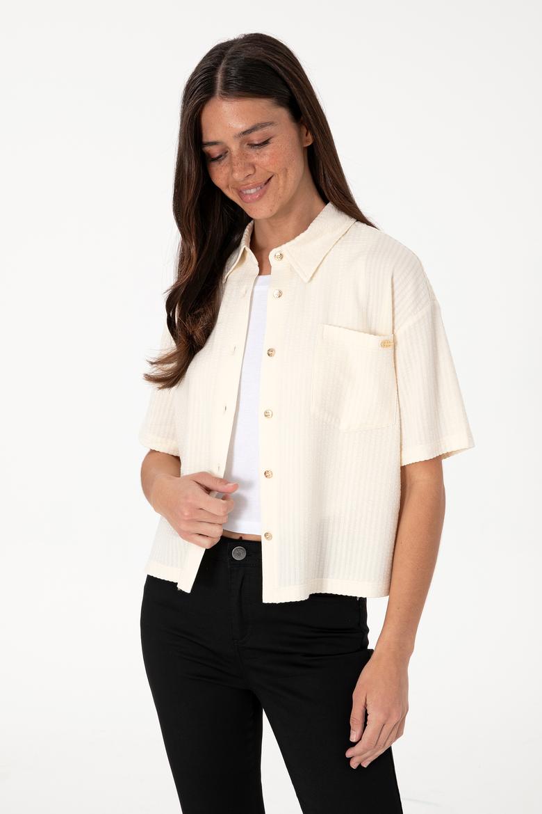 Kadın Krem Örme Gömlek - 50299843038
