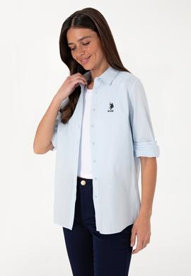 Kadın Açık Mavi Uzun Kollu Basic Gömlek - 50307694011