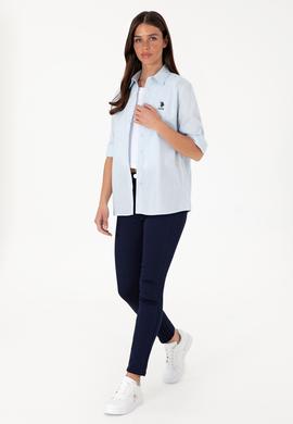 Kadın Açık Mavi Uzun Kollu Basic Gömlek - 50307694011