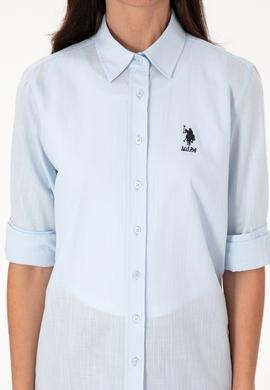 Kadın Açık Mavi Uzun Kollu Basic Gömlek - 50307694011