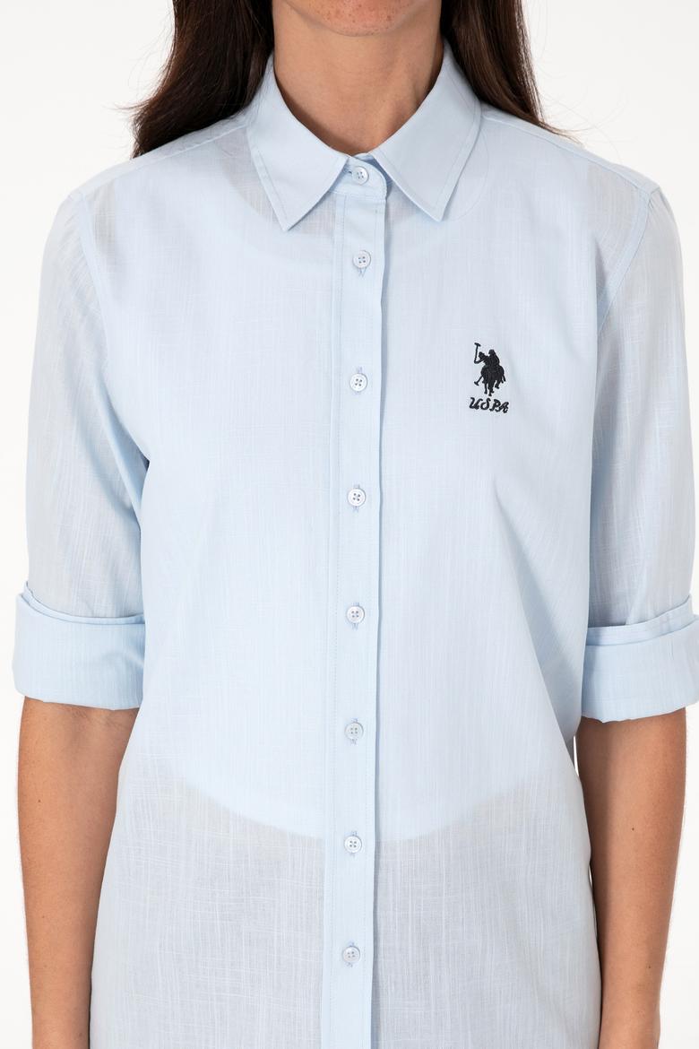 Kadın Açık Mavi Uzun Kollu Basic Gömlek - 50307694011