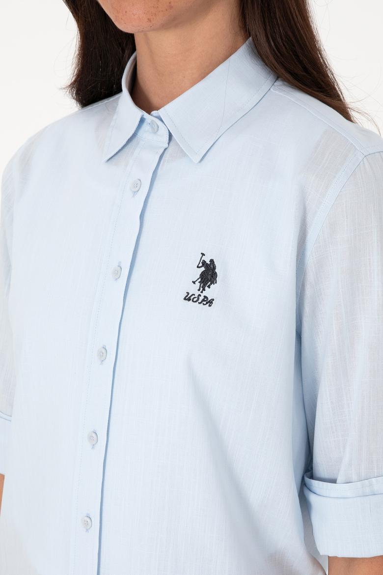 Kadın Açık Mavi Uzun Kollu Basic Gömlek - 50307694011