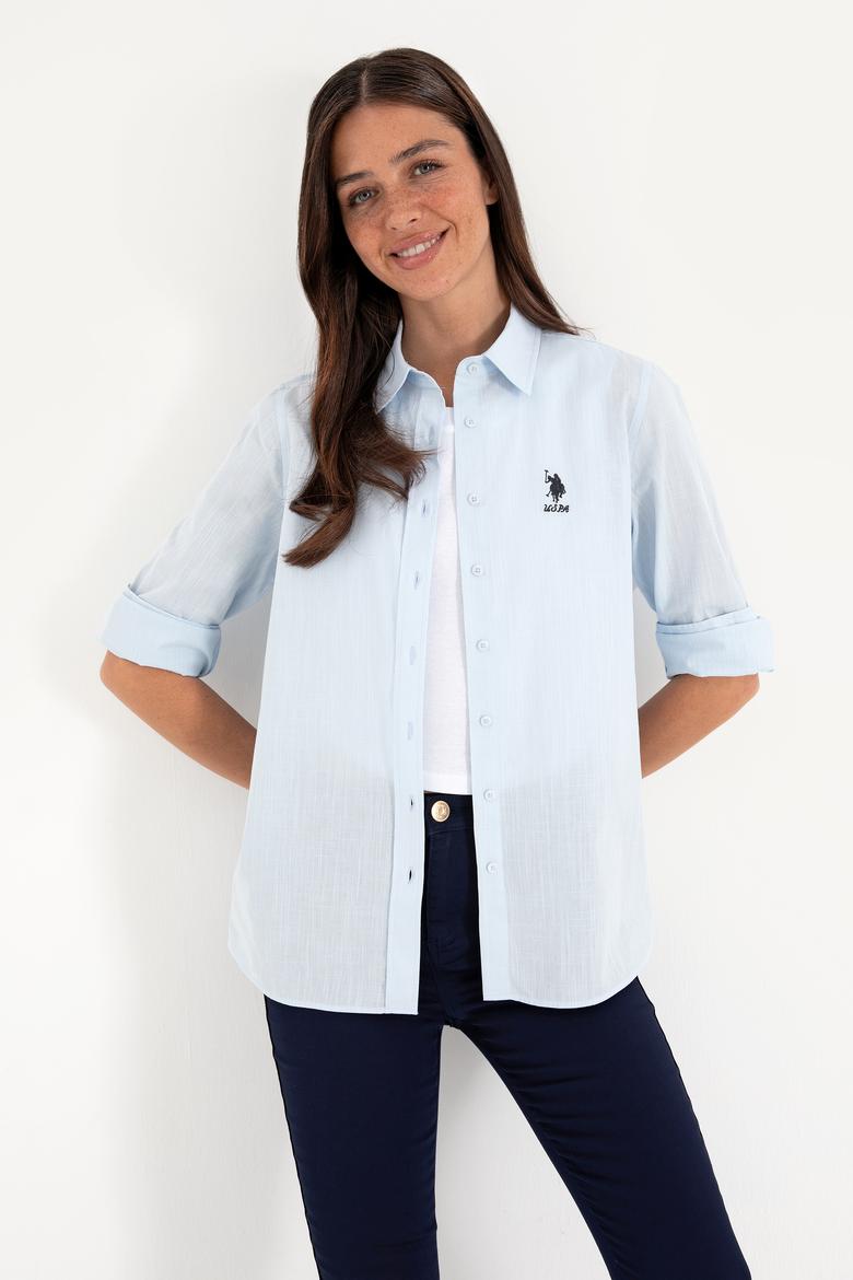 Kadın Açık Mavi Uzun Kollu Basic Gömlek