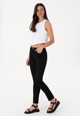 Kadın Siyah Kanvas Toothpick Fit Pantolon - 50307940018