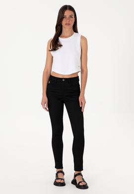 Kadın Siyah Kanvas Toothpick Fit Pantolon - 50307940018