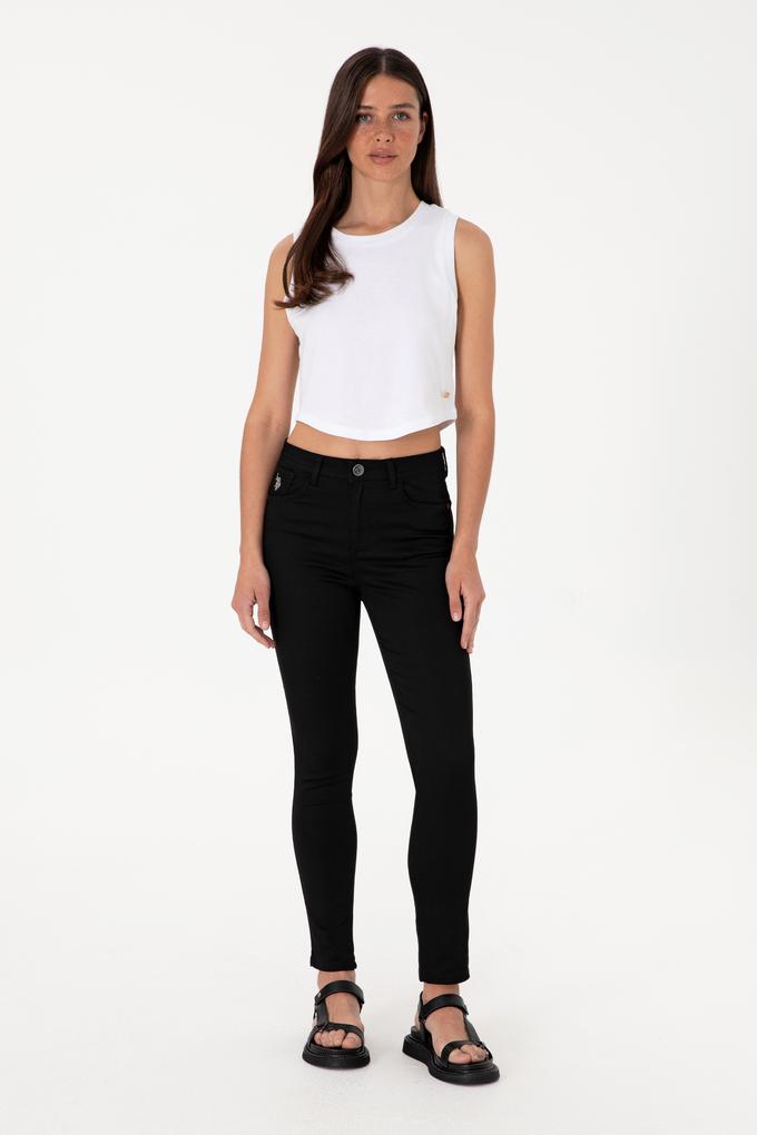 Kadın Siyah Kanvas Toothpick Fit Pantolon