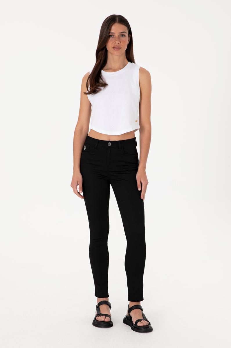 Kadın Siyah Kanvas Toothpick Fit Pantolon