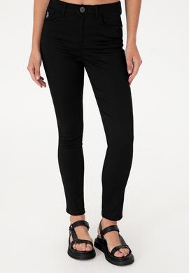 Kadın Siyah Kanvas Toothpick Fit Pantolon - 50307940018