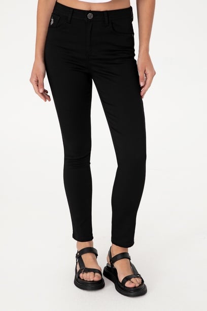 Kadın Siyah Kanvas Toothpick Fit Pantolon