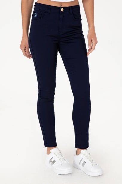 Kadın Lacivert Kanvas Toothpick Fit Pantolon