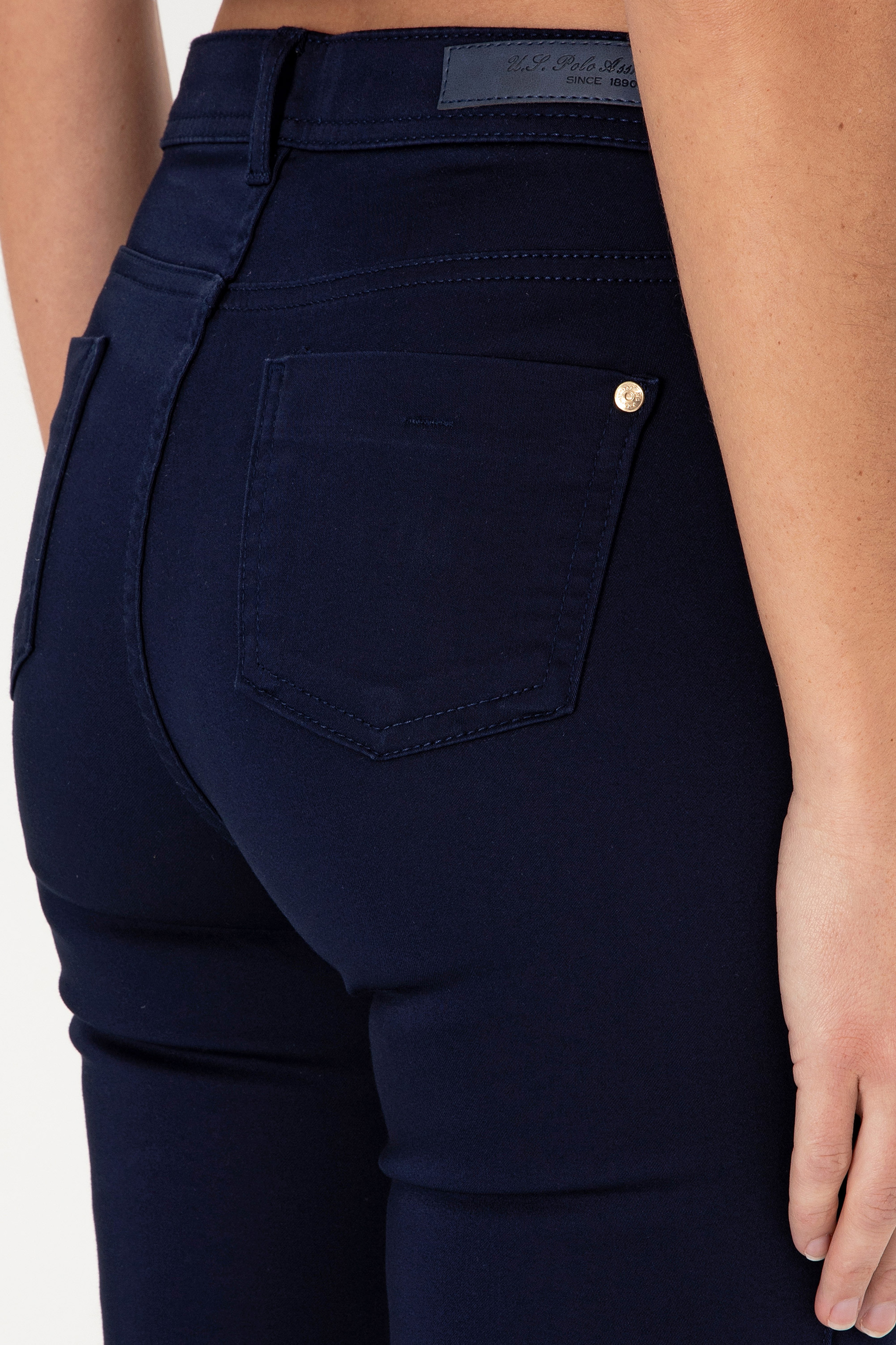 Kadın Lacivert Kanvas Toothpick Fit Pantolon - Image 6