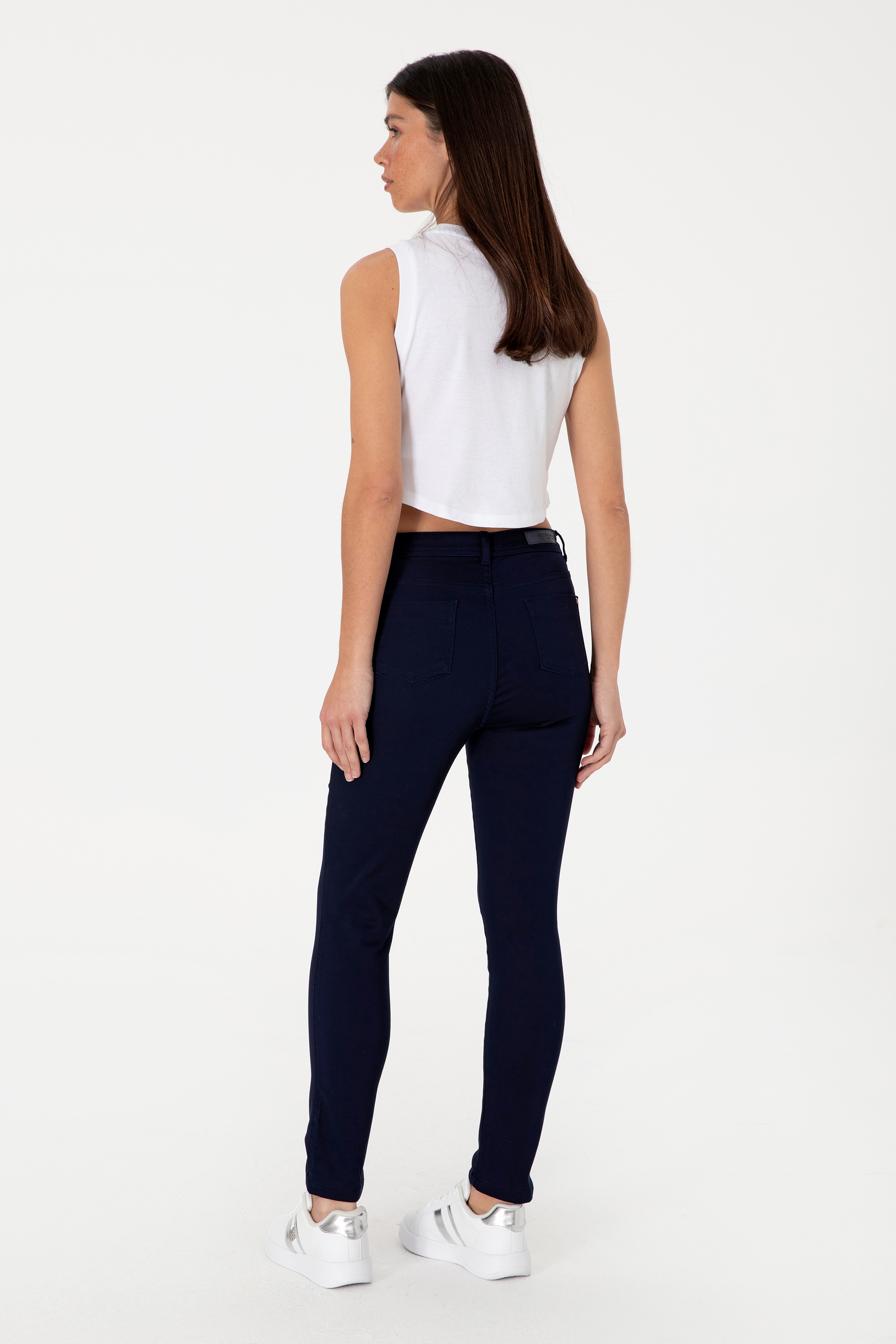 Kadın Lacivert Kanvas Toothpick Fit Pantolon
