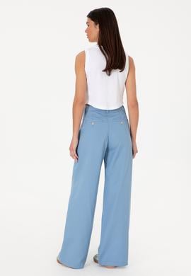 Kadın Mavi Loose Fit Kanvas Pantolon - 50300631023