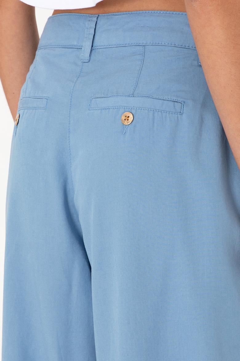 Kadın Mavi Loose Fit Kanvas Pantolon - 50300631023