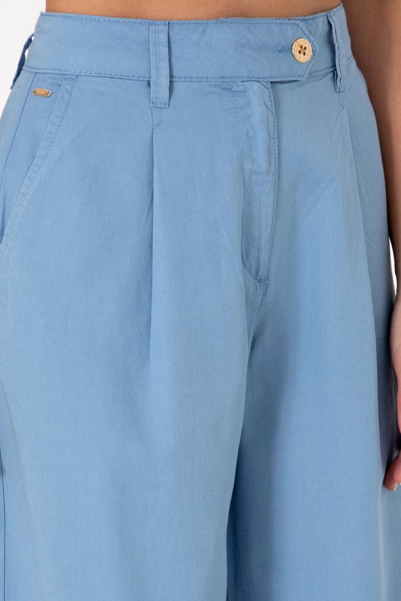 Kadın Mavi Loose Fit Kanvas Pantolon - 50300631023