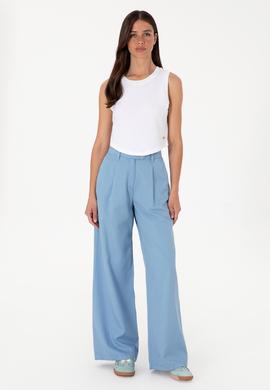 Kadın Mavi Loose Fit Kanvas Pantolon - 50300631023