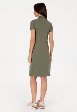 Kadın Koyu Haki Polo Yaka Mini Boy Örme Elbise - 50297457154