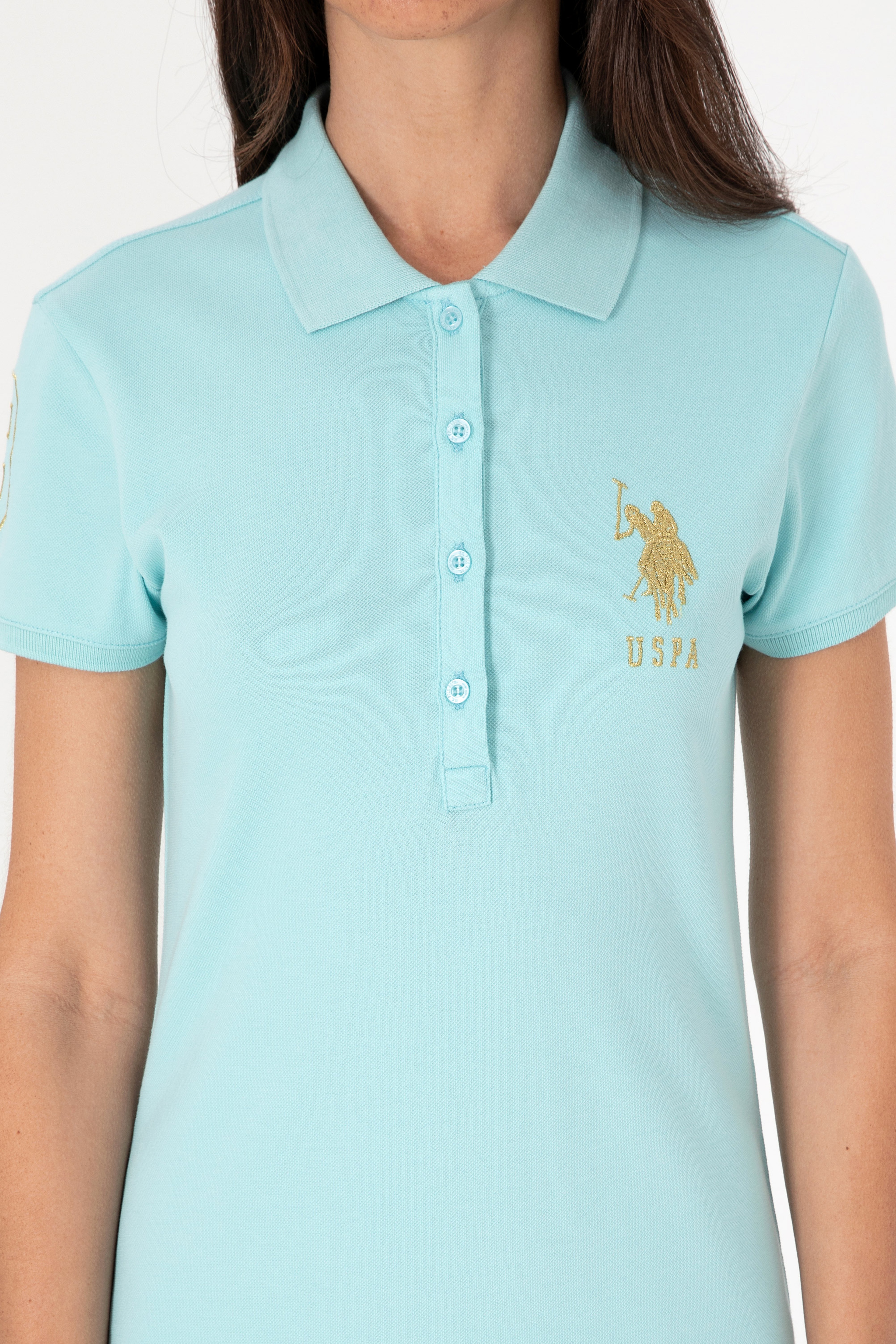Kadın Aqua Polo Yaka Mini Boy Örme Elbise